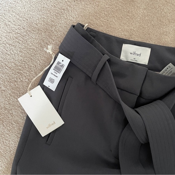 BRAND NEW ARITZIA Wilfred Tie-Front Pants in elegant charcoal size 00 - Picture 4 of 5